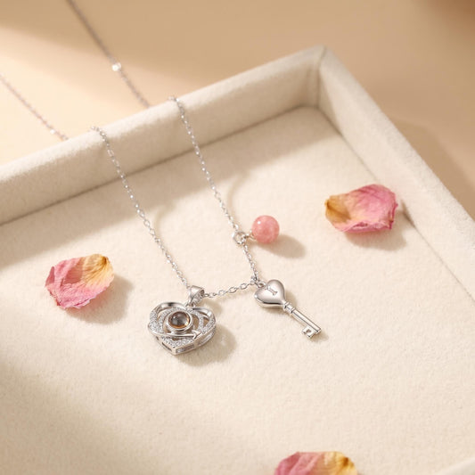 The Unlock Me Heart Photo Projection Necklace