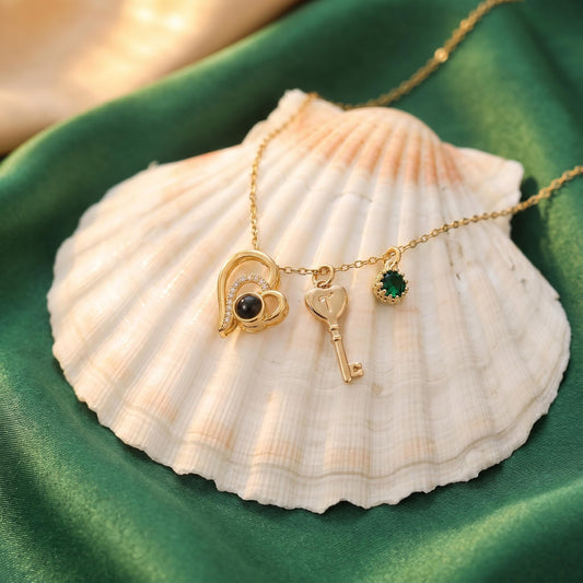 The Unlock Me Heart Photo Projection Necklace II