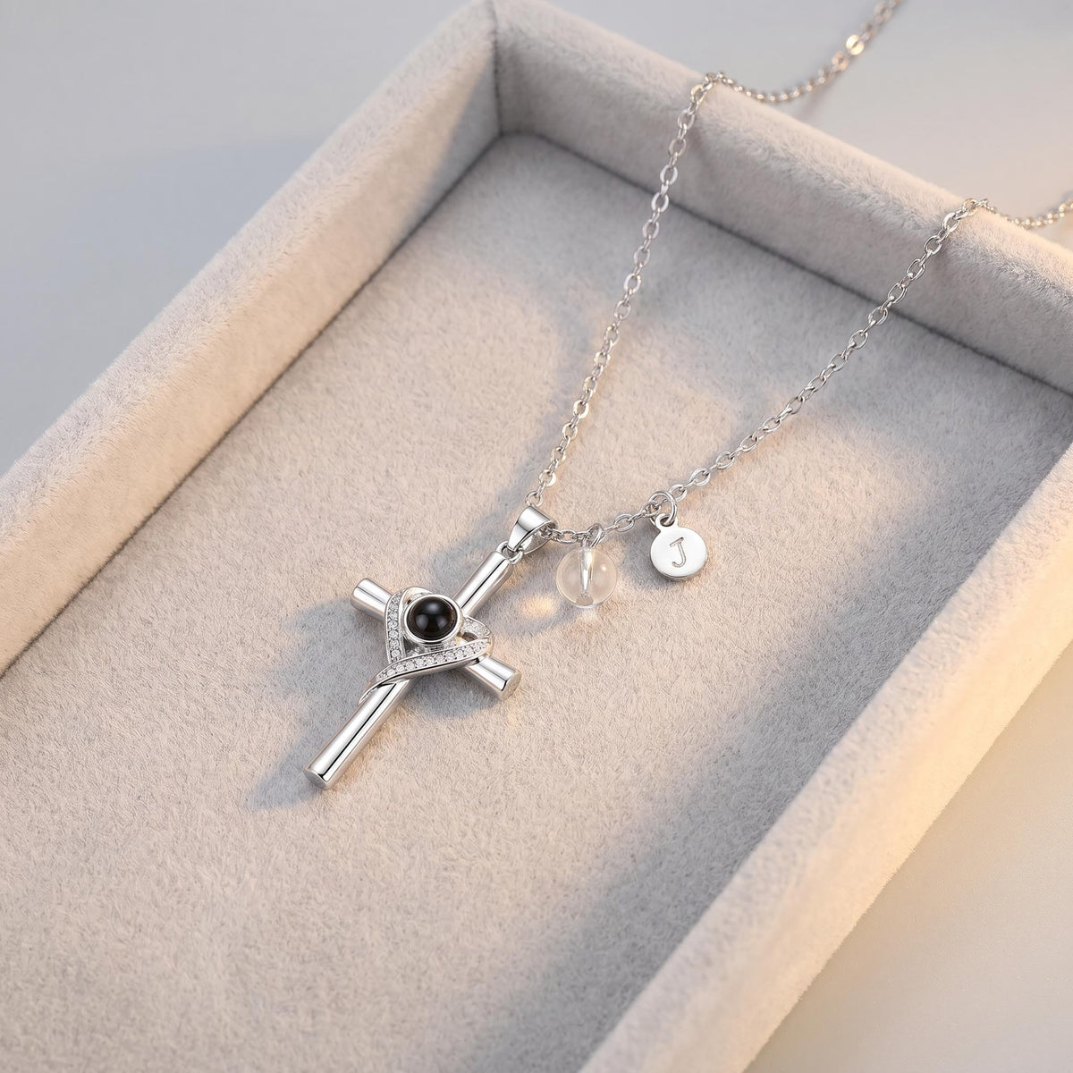 The Shine of Faith Cross Photo Projection Necklace