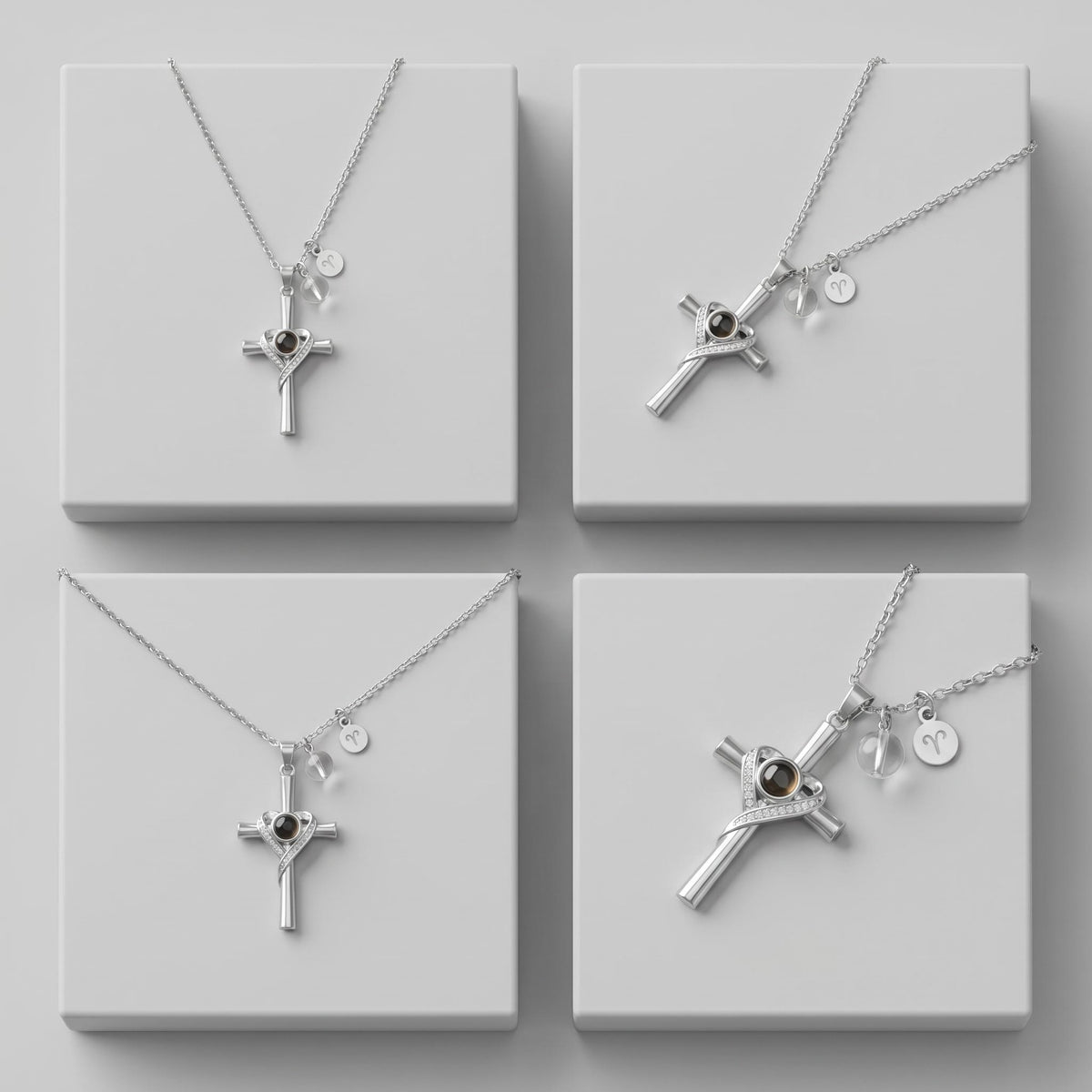 The Shine of Faith Cross Photo Projection Necklace
