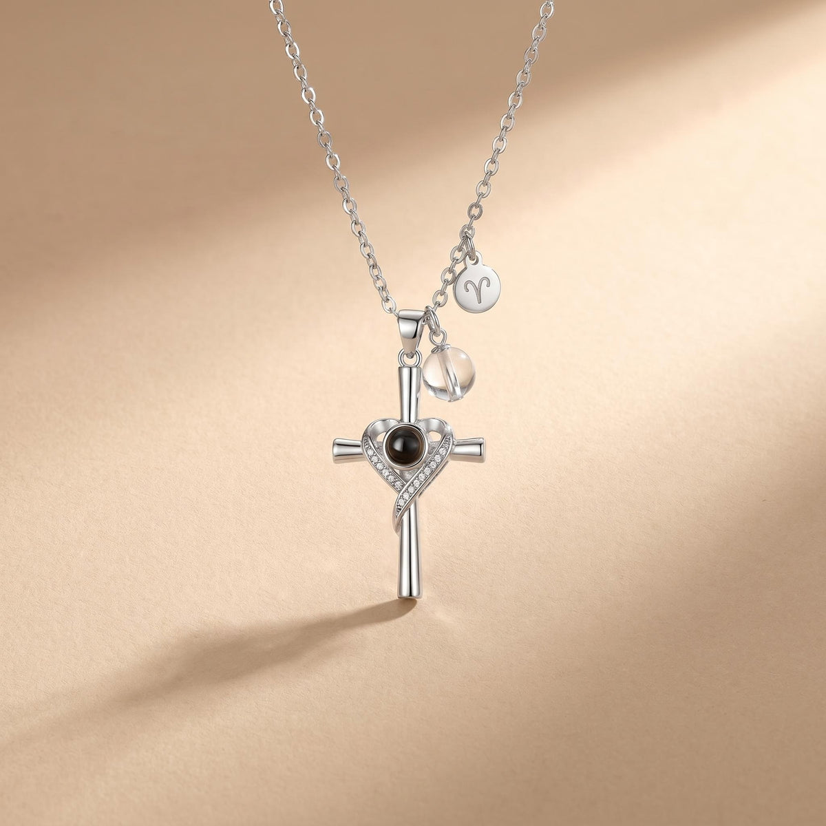 The Shine of Faith Cross Photo Projection Necklace